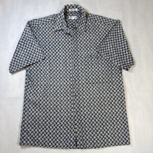 Pierre Cardin Mens Shirt Sz Medium Multicolor Short Sleeve Button Front Pocket
